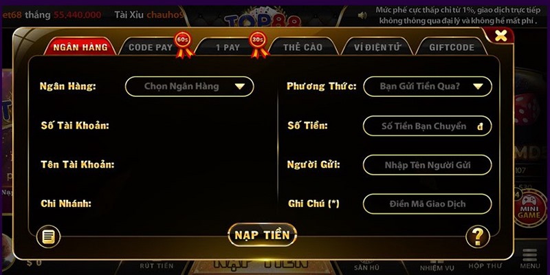 Nạp tiền Xanh9 đơn giản thông qua nhiều phương thức tiện lợi